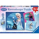 Ravensburger Puzzle 09269, Disney Frozen, Elsa, Anna und Olaf, ab 5 Jahre, 3x 49 Teile