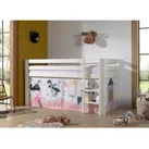 Halbhohes Bett PINO, mit Textilset "Princess Sophie", Ausf. Kiefer massiv versch. Farben