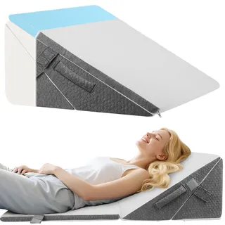 Strixorn Keilkissen für Bett, Verstellbares Dreieckskissen Hochdichteschaum, Reflux Kissen für Schlafapnoe, Sodbrennen, Beinhochlagerung, Ergonomisches Wedge Pillow zur Lesen, Schlafen, Beinkissen