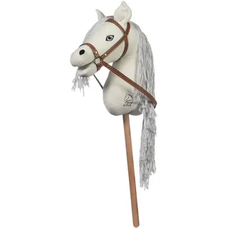 HKM Hobby Horse -Mini- Steckenpferd aus weichem Plüsch inkl. Zaumzeug - Weiß