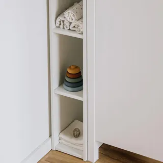 Limmaland Stauraumregal für IKEA HEMNES Kommode – passgenaues Zwischenregal für Windeln, Babykleidung & Pflege – stabil, hochwertiges MDF (Weiß)