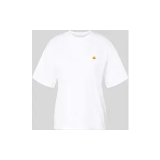 T-Shirt mit Label-Stitching, Weiss, S