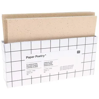 Rico Design Karten und Umschläge B6, Recyclingpapier cappuccino