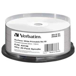 Verbatim BD-R Blu-Ray 25GB 6x Speed wide printable NO-ID