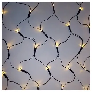 Nipach GmbH 100 LED Lichternetz 1,5x1,5 m warmweiß mit Timer Batterie Weihnachtsdeko Partydeko Pavillonbeleuchtung Lichterkette Außen Netzvorhang Lichtervorhang