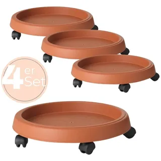 GarPet 4x Pflanzenroller Outdoor Wetterfest Rollbrett Pflanzen Blumentopf Untersetzer mit Rollen Pflanzenroller Rund Blumenroller 30 cm