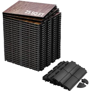 Vevor Tanzbodenfliesen, 315 x 315 x 17,2 mm, 25-teiliger ineinandergreifender Tanzboden, tragbarer Tanzübungsboden mit gepolsterter Basis (Eichenholzmaserung, 25 Quadratfuß/Karton)