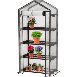 Kesser KESSER® Premium Foliengewächshaus Gewächshaus mit 4 Etagen - 69 x 50 x 158 cm Treibhaus mit 4 Regalen - Platzsparend, Hochwertiges Anzuchthaus Garten Balkon Stabil & Einfach zu Montieren
