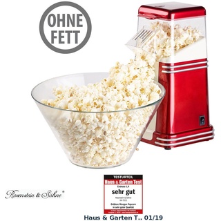 Rosenstein & Söhne XL-Heißluft-Popcorn-Maschine für bis zu 100 g Mais, 1.200 Watt