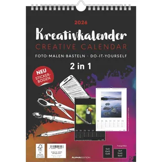 alpha edition / teneues calendars & stationery gmbh & co. kg Kreativ-Kalender A4 - 2 in 1: schwarz und weiss 2026 - 21 x 29,7 - Foto, Malen, Basteln - datiert - Kreativkalender - Foto-Kalender - Alpha Edition
