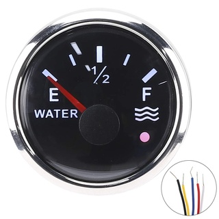 Wassertankanzeige | 52 mm/2 Zoll Wasserstandsanzeiger 9-30 V DC Smart Alarm für Marineboot RV 0-190 Ohm Europäischer Sensor(Schwarz)