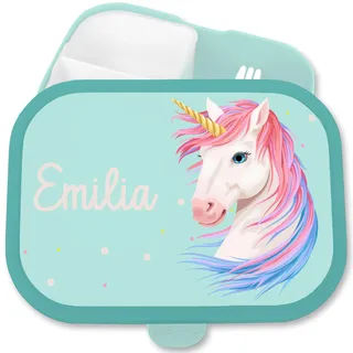 Kinder Campus für Mepal - Einhörner - Einhorn Brotdose Unicorn Vesperbox I - 750 ml - Türkis - einschulung geschenke mädchen kinderbrotdosen kindergarten einhörnern lunchbox auslaufsicher