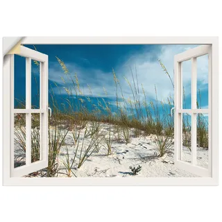 ARTland Wanddeko Wandtattoo selbstklebende Vinylfolie 100x70 cm Fensterblick Fenster Dünenlandschaft Strand Gräser Maritim T6BR