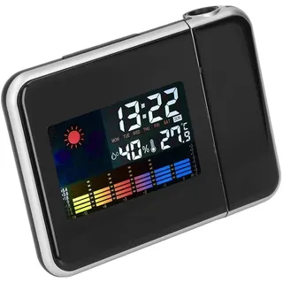 Wetterstation Uhr,Projektionsuhr,Projektionsuhr mit Temperatur,Projektionswecker,Projektionswecker für Schlafzimmer,Wetterstation Uhr für Zuhause - Rot