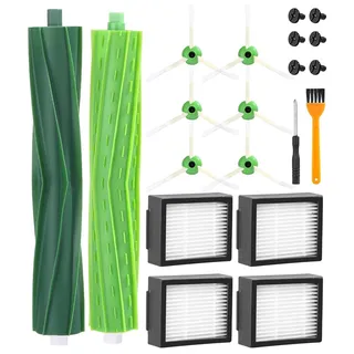 Ersatzteile Zubehör für irobot roomba E&I&J Serie, i7+ i3 i3+ i4 i4+ i6 i6+ j7 j7+ i8 i8+ E5 E6 E7 Saugroboter Bürsten Ersatzteile, 1 Satz Gummibürsten, 4 Hochleistungsfilter, 6 Seitenbürsten
