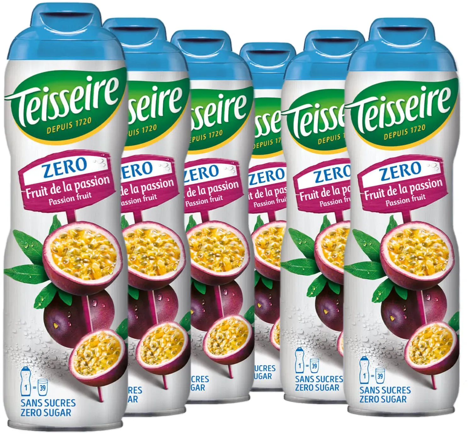 6 × Teisseire Zero Sirup Maracuja - Passionsfrucht 600ml