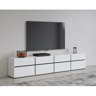 INOSIGN Lowboard »Cross, moderne grifflose TV-Kommode,4 Klappen/4 Schubkästen«, Breite 225 cm, TV-Schrank mit viel Stauraum, TV-Board, weiß