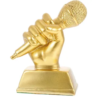 HOMSFOU Mikrofon-trophäe Gewinner- -trophäen Globen Mikrofon-award-partyzubehör Goldene Trophäen Für Musik-sprachmikrofon Kino Trophäenfrau Student Haushalt Skulptur Harz