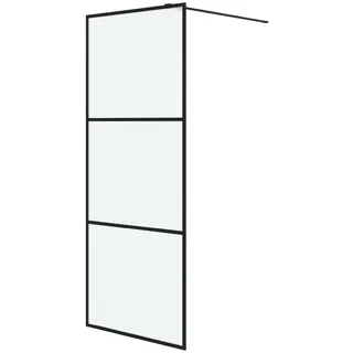 vidaXL Duschwand für Begehbare Dusche Schwarz 80x195 cm Matt ESG-Glas