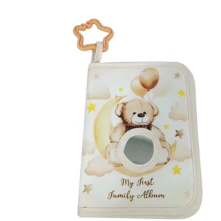 Fotoalbum für Kinder, niedliches Fotoalbum aus Stoff mit Bärenmotiv, kompakt, mit Anhänger und vielseitigem Erinnerungsbuch für Kinderzimmer