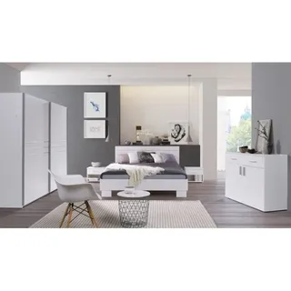 Schlafzimmer-set Como. Bett 160x200 Cm Mit Lattenrost + Nachttische.