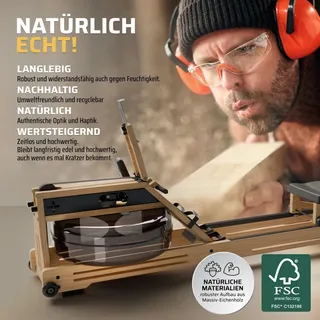 Sportplus Wasserrudergerät aus Eichenholz App-Kompatibilität, FSC®-zertifiziert Einheitsfarbe NO SIZE