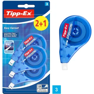 TIPP-EX Korrekturroller Easy Correct zum seitlichen Korrigieren, 12m x 4.2mm, 3er Pack, Ideal für das Büro, das Home Office oder die Schule
