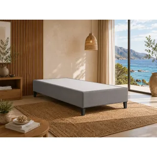 Best For Home BoxspringbettGestell 70x200 | Gepolsterter Bettrahmen ohne Matratze | Modernes Einzelbett mit 12 cm hohen Holzfüßen | Wasserfestes & Strapazierfähiges BoxspringrahmenBett