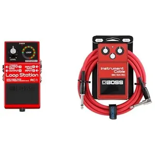 BOSS RC-1 Loop Station Pedal Bundle mit BOSS BIC-10A-RD Instrumentenkabel