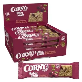 CORNY Haferkraft Cranberry-Kürbiskern Müsliriegel 12 Riegel