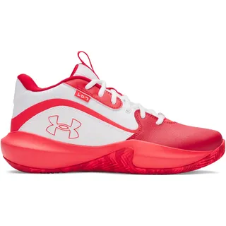 Under Armour Unisex Lockdown 7, Basketballschuhe mit Leder, atmungsaktive Sportschuhe mit rutschfester Sohle, leichte Basketball Turnschuhe für Damen und Herren,White / Red / Racer Red,41 - 41 EU