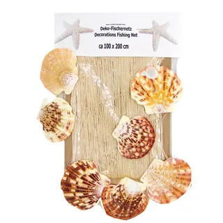 Deko-Fischernetz natur 1x2m mit Kamm-Muscheln - die maritime Dekoration -osters muschel-sammler-shop