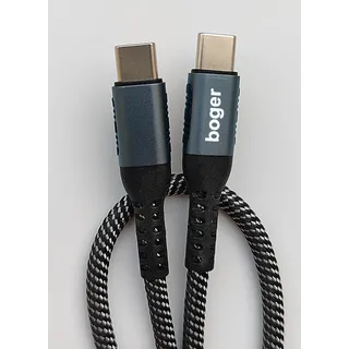 boger USB-C zu USB-C Kabel 100W PD 5A - E-Marker Chip, Nylon geflochtenes/robustes Kupfer-Ladekabel, 1 Meter 4mm, Datenübertragung, Schnellladung für MacBook Samsung Pro/iPhone/iPad – Schwarz