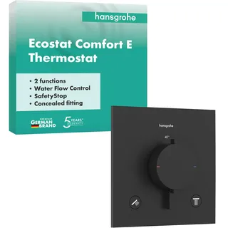 Hansgrohe Ecostat Comfort E Thermostat für 2 Verbraucher, 24 l/min, schwarz matt
