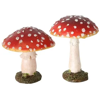 Boltze Fliegenpilz Garten Deko aus Kunstharz 2er Set