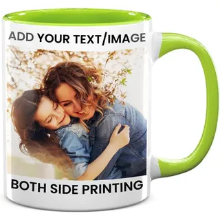 Tasse Selbst Individuell Gestalten/Zaubertasse/Fototasse/Personalisierbar mit Eigenem Foto 330 ml Bedrucken/Fototasse/Geschenk für Frauen & Männer (Green)