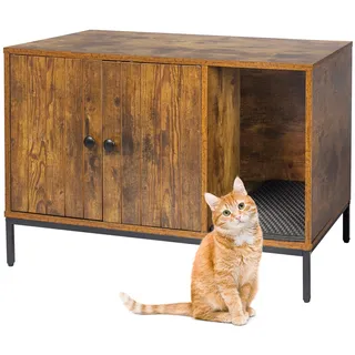 Relaxdays Katzenschrank für Katzenklo Dunkelbraun,Schwarz