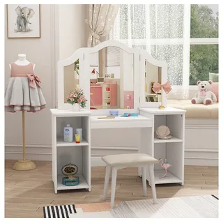Vicco Schminktisch für Kinder Estella, Weiß 105 x 117.9 cm Mit Spiegel