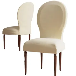 Stretch Stuhlhussen, Stuhlhussen für Esszimmerstühle mit runder Rückenlehne, hochwertiger Stuhlbezug aus Samt mit gebogener Rückenlehne, 4er-Set/2er-Set Stuhlhussen für Esszimmerstühle ohne Armlehnen