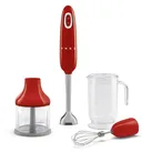 SMEG HBF03RDEU - Stabmixer inkl. Zubehör Set mit 5 Jahre Garantie, Designlinie 50's Style, Rot, BxTxH: ca. 6,5x6,5x42 cm