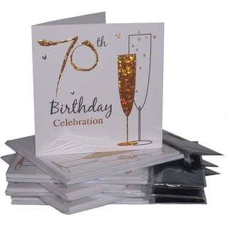 Einladungen zum 70. Geburtstag, Sektgläser-Design, 36 Karten mit Umschlägen