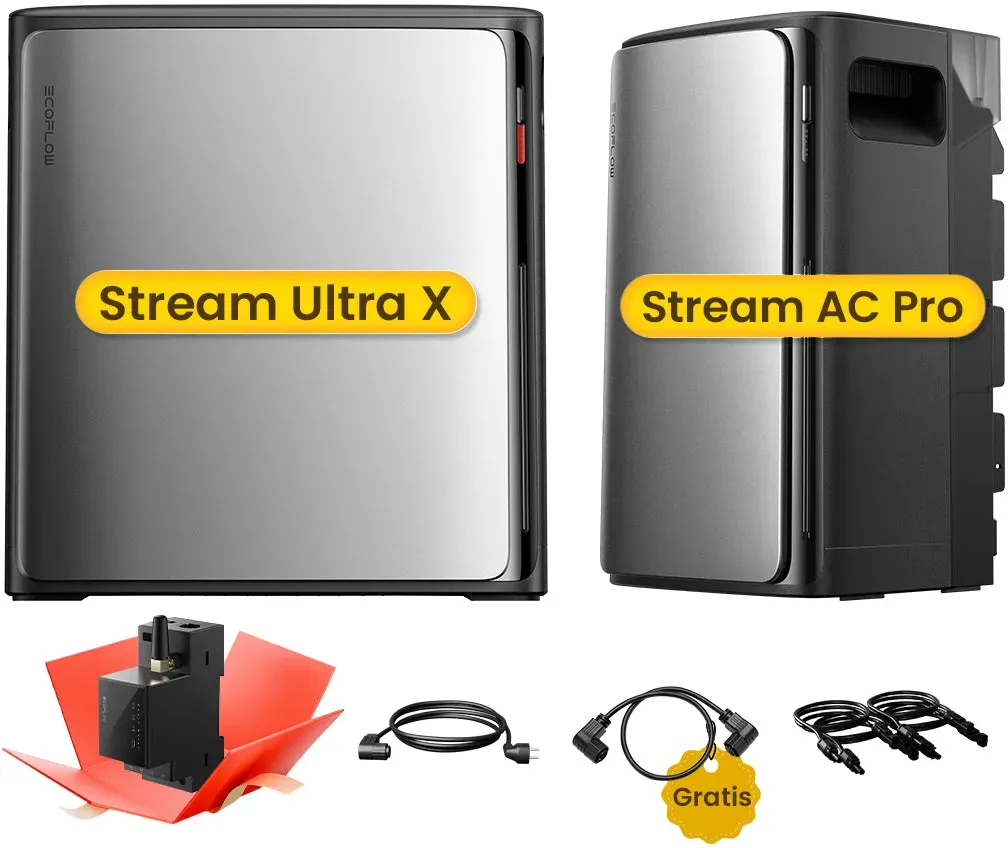 EcoFlow Stream Ultra X, All-in-One Speicher für Balkonkraftwerke, by Powerness - Stream Ultra X + Stream AC Pro | 5760Wh / Gratis Smart Meter / Powerness Express (Lieferzeit: 5-14 Werktage)