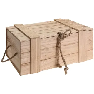 Meinposten Holzkiste mit Deckel Kiste Schatzkiste Schatztruhe Holzkasten Holz braun Truhe mit Deckel (H 15 x B 36 x T 26 cm)