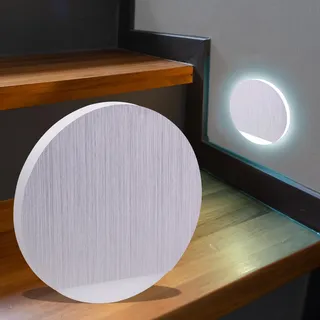 longlifeled gmbh LED Treppenleuchte rund Alu-gebürstet - Lichtfarbe: Kaltweiß 1,5W - Lichtaustrit...