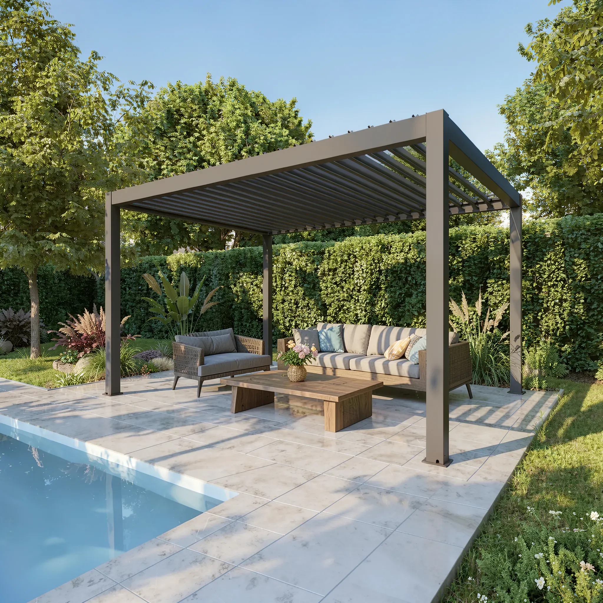 agadon Pergola Pro elektrische Premium Pergola mit Lamellendach, App-Steuerung &...
