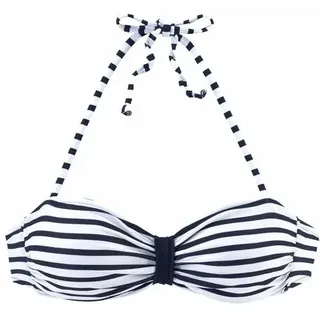 VENICE BEACH Bandeau-Bikini-Top Damen weiß-marine-gestreift Gr.34 Cup C/D