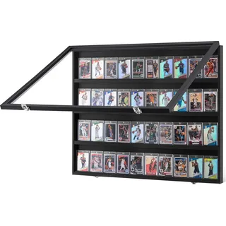 Vevor Vitrine für Sportkarten in 36 verschiedenen Ausführungen, 77,5x61,7x5,5cm Präsentationsrahmen mit 98 % UV-Schutz PC-Glas abschließbarer Wandschrank für Fußball Basketball Hockey Sammelkarten