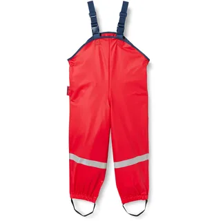 Playshoes Matschhose Regenlatzhose Fleece-Futter Unisex Kinder Wind- und wasserdichte Regenhose Regenbekleidung, rot, 140
