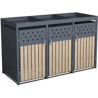Estexo Mülltonnenbox 3 Türen 120 x 80 x 110 cm anthrazit