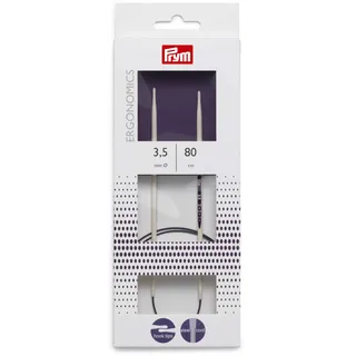 Prym Rundstricknadel, ergonomisches Design/Nadeln, Kunststoff, Mehrfarbig, 3,5 mm, 80 cm,